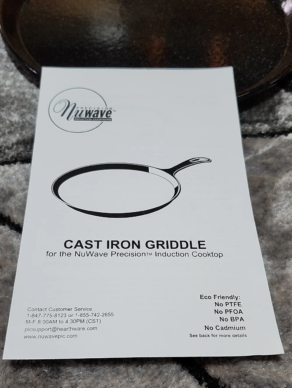 NUWAVE CAST IRON GRIDDLE FOR NUWAVE PRECISION INDUCTION COOKTOP #31113 10.5